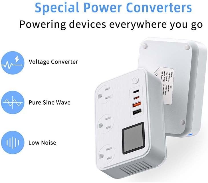 350W Conversion Plug,International Travel Converter with 2 USB and 2 USB-C Ports, lowering 220V to 110V for 100V-240V Areas and Different Countries Plugs Using US Electrical Devices - Image 3