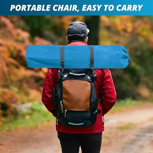 Folding Outdoor Beach Camp Chair with Cup Holder, Storage Pocket, Waterproof Bag Outdoor Arm Chair, Supports 225LBS, Blue - Image 7