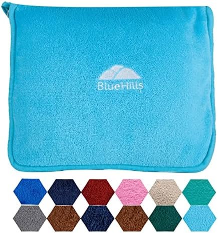BlueHills Premium Soft Travel Blanket Pillow Airplane Flight Throw in a Bag Compact Pack Large Blanket for Travel Essentials Light Blue (Sky Blue T000) - Image 9