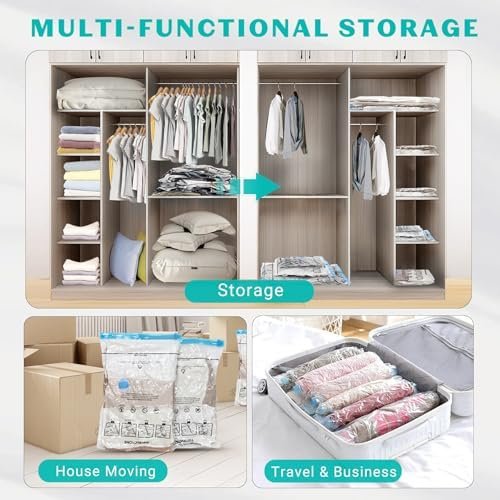 10 Pack Jumbo Space Saver Vacuum Storage Bags Seal Bags for Clothing Travel Compression Bags for Comforters Blankets Bedding Pillows Luggage Hand Pump Included - Image 6