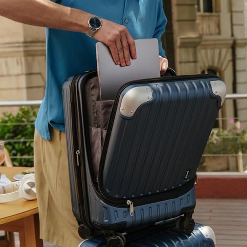 LEVEL8 Grace Carry on Luggage Airline Approved, 20 Inch Expandable Hard Sided Luggages with Spinner Wheels, Harshell Small Rolling Suitcase for Women Men with Tsa Lock, Blue - Image 2