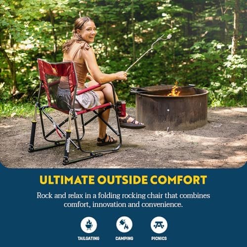 GCI OUTDOOR Freestyle Rocker Camping Chair | Portable Folding Rocking Chair with Solid, Durable Armrests, Drink Holder & Comfortable Backrest — Indigo Blue - Image 3