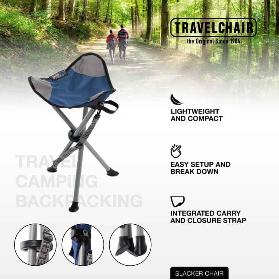 Travel Chair Slacker Tripod Chair for Camping, Lightweight Chair, Adjustable Carry Strap for Easy Transport | Oversized Duck Feet for Improved Stability | Perfect for Outdoor Adventures (Black) - Image 7