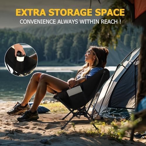 Overmont Ultralight Portable Camping Chair- Lightweight Folding Backpacking Chair, Support up to 330Lbs Compact Beach Chair for Adults with Carry Bag for Backpack Hiking Fishing Outdoor Camp Travel - Image 3