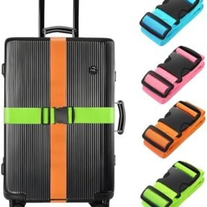BILIONE 4 Pack Luggage Straps 79" Long Belts Keep Suitcase Secure While Traveling, TSA Approved Add a Bag Premium Accessory for Travel Bag Closure (Blue+Orange+Rose Pink+Green)