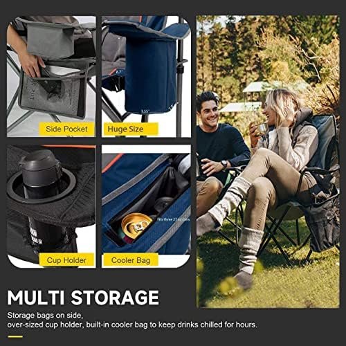 FAIR WIND 2 Pack Oversized Fully Padded Camping Chair with Lumbar Support, Heavy Duty Cooler Bag Fold Chair Support 450 LBS - Image 6
