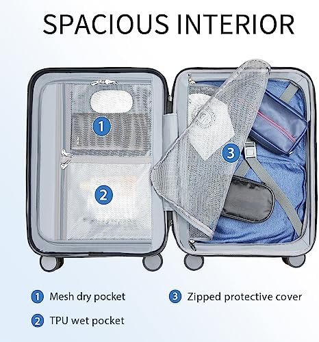 KROSER Hardside Expandable Carry On Luggage with Spinner Wheels & Built-in TSA Lock, Durable Suitcase Rolling Luggage with USB Port, Carry-On 20-Inch, White - Image 3