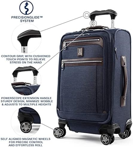 Travelpro Platinum Elite Softside Expandable Carry on Luggage, 8 Wheel Spinner Suitcase, USB Port, Suiter, Men and Women, True Navy Blue, Carry On 21-Inch - Image 2