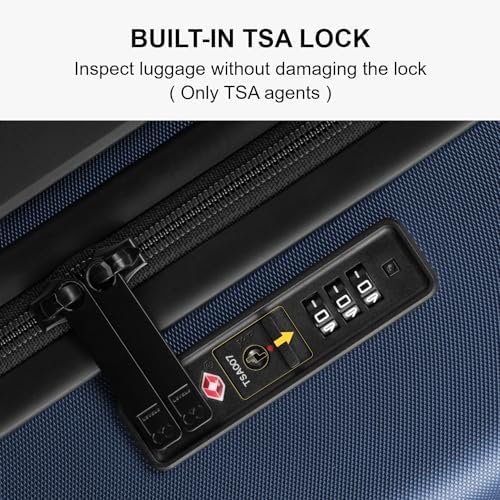 LEVEL8 Carry on Luggage Airline Approved, Carry-on Suitcases with Wheels, Lightweight Hardside Luminous Textured Luggage for Travel with Tsa Lock, 20 Inch, Navy - Image 7