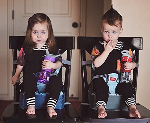 Nuby Easy Go Booster Seat - Travel Booster Seat for Babies and Toddlers - Holds Up to 35 Pounds - 9+ Months - Gray Chevron - Image 6