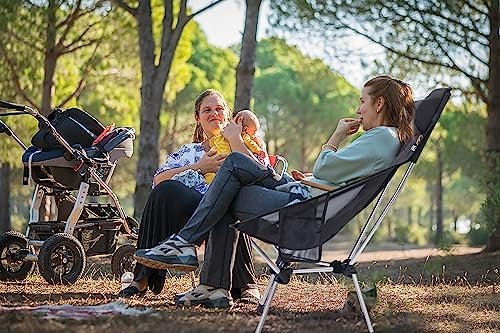 Nice C Ultralight High Back Folding Camping Chair, Backpacking Chair, Compact & Heavy Duty Outdoor, Travel, Picnic, Festival with 2 Side Pockets, Pillow &Carry Bag (Set of 2 Black) - Image 2