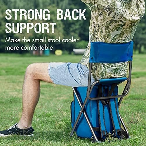 PORTAL Backpack Cooler Chair Fishing Chairs with Backrest Folding Camping Stool Compact for Outdoors Hiking Hunting Travel, Supports 225 lbs - Image 5