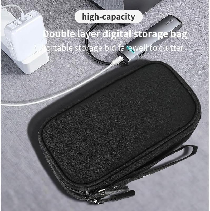 NIMOSA Portable Cable Organizer Travel Cable Organizer Pouch Electronic Accessories Carry Case Waterproof Power Protection USB Hard Disk Box Storage Bag for Cord, Charger, Phone, Earphone Black - Image 7