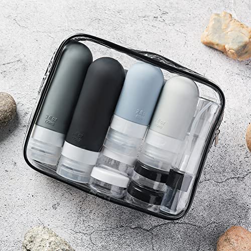 16 Pack Travel Bottles Set - TSA Approved Leak Proof Silicone Squeezable Containers for Toiletries, Conditioner, Shampoo, Lotion & Body Wash Accessories (16 pcs/Black Pack) - Image 4