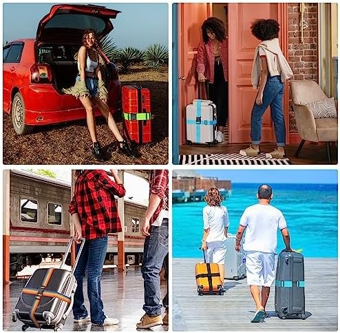 BILIONE 4 Pack Luggage Straps 79" Long Belts Keep Suitcase Secure While Traveling, TSA Approved Add a Bag Premium Accessory for Travel Bag Closure (Blue+Orange+Rose Pink+Green) - Image 6