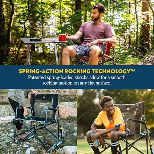 GCI OUTDOOR Freestyle Rocker Camping Chair | Portable Folding Rocking Chair with Solid, Durable Armrests, Drink Holder & Comfortable Backrest — Indigo Blue - Image 4