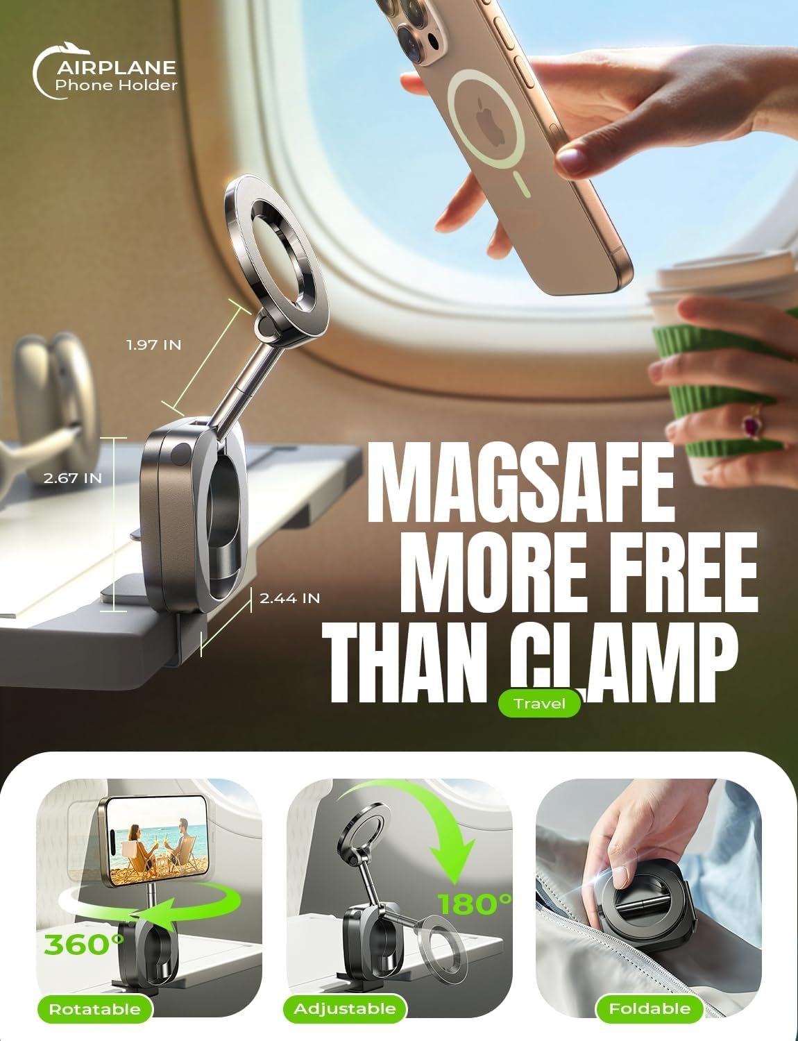 LISEN Airplane Travel Essentials for Women Phone Holder Baby Long Flight Essentials Flying Must Haves Handsfree for MagSafe Mini Travel Accessories Beach Vacation International Cruise Essentials 2025 - Image 2