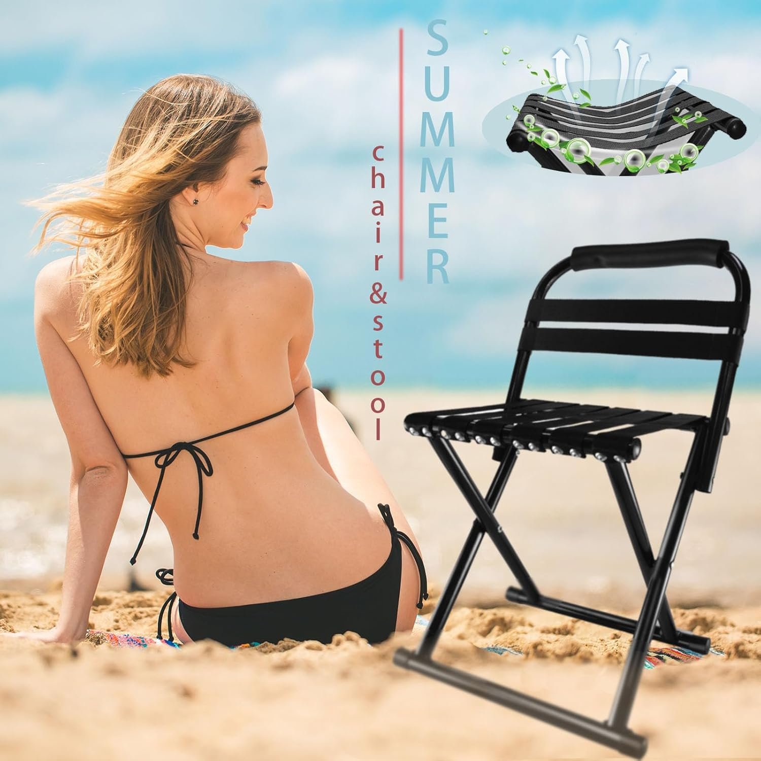 Portable Folding Camp Chair for Adults, Lightweight Compact Travel Chair Adult Folding Lightweight Camp Chair - Image 2