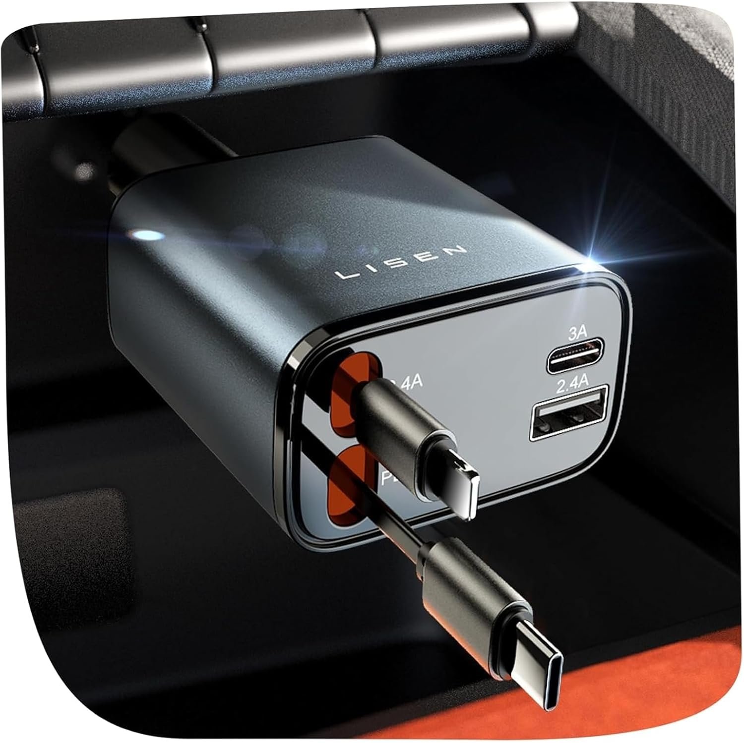 LISEN Retractable Car Charger, Mothers Day for Gifts, 69W USB C Car Accessories Adapter for iPhone 16 USBC Charger Fast Charging, Travel Essentials for Women Men, Road Trip Essentials for iPhone 16 15