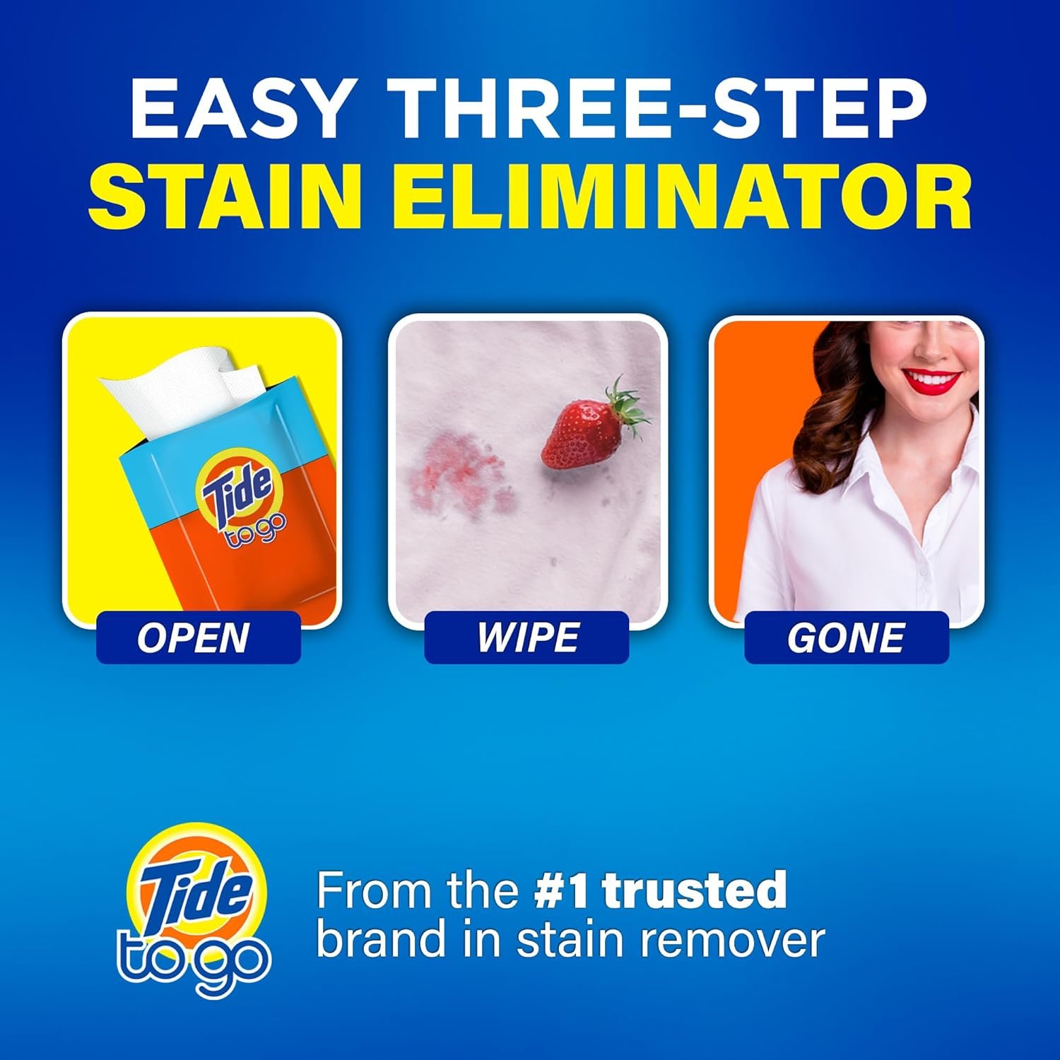 Tide Stain Remover for Clothes, Tide To Go Wipes, Instant Stain Remover for Clothes, Travel & Pocket Size, 20 Count - Image 5