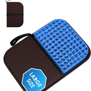 Gel Seat Cushion, Portable Travel Cushion for Long Sitting, Thick & Foldable, 16.5" x 12" Large Size Chair Seat Cushions for Office Chair Car Wheelchair, Relief Sciatica Coccyx Pain